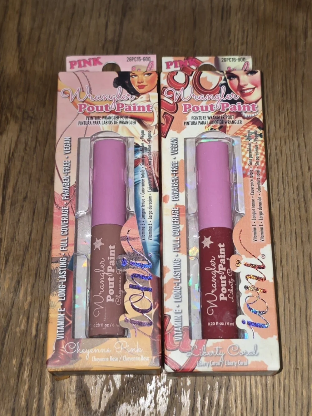 Ioni Wrangler Pout Paint Lip Stain — Cheyenne Pink & Liberty Coral 0.2fl Oz BNIB